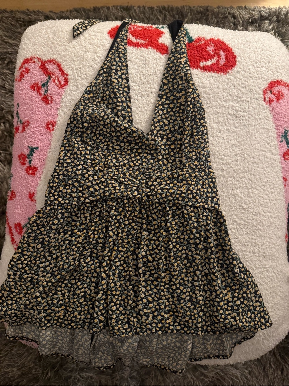 American Eagle Outfitters Navy Blue Floral Halter Dress